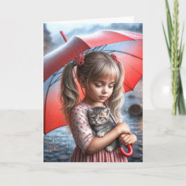 Tarjeta Pensando En Tu Chica Con Gatito