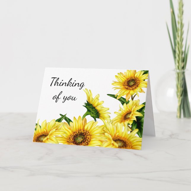 Tarjeta Pensando en tu Inspiradora cita del girasol (Anverso)