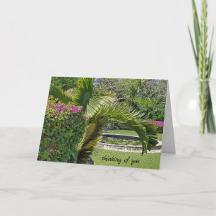 Tarjeta pensando en tu jardín tropical con palmeras