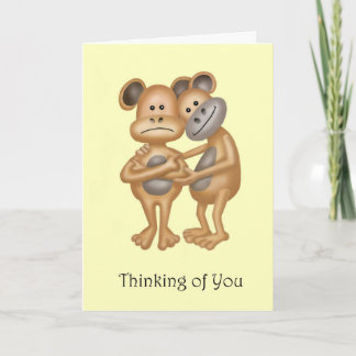Tarjeta Pensando en tu mono Personalizado dando un abrazo