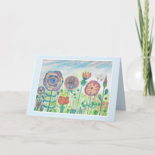Tarjeta Pensando en usted Flor SpinWheels Watercolor