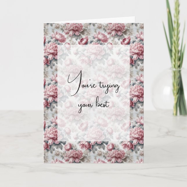 Tarjeta Pensando En Ustedes Peonies (Anverso)
