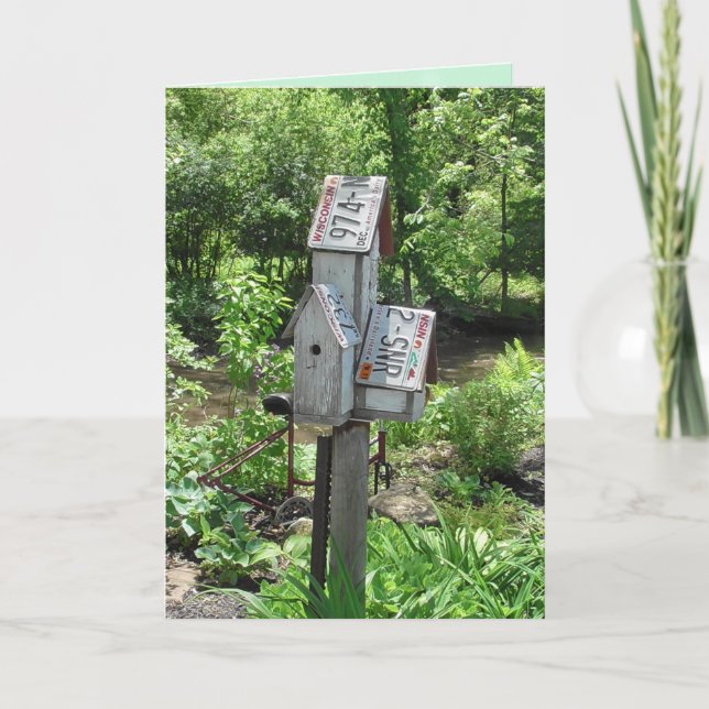 Tarjeta Pensando En Ustedes Vintage Aves (Anverso)