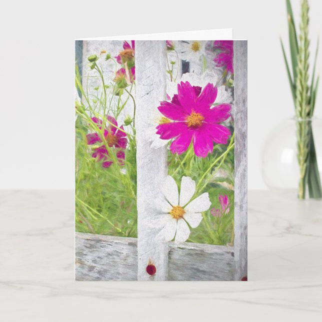 Tarjeta pensar en el jardín de flores de tu cosmos (Anverso)