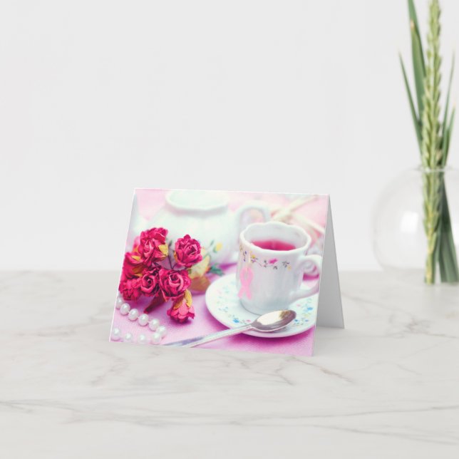 Tarjeta Pensar en el té rosado (Anverso)