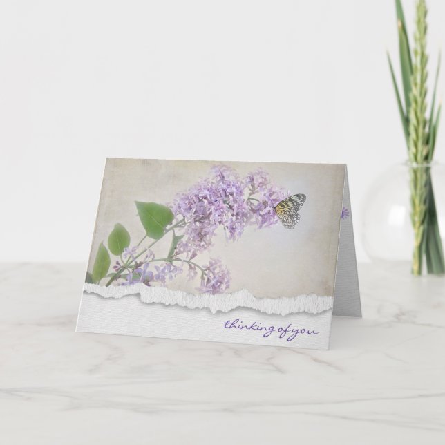 Tarjeta pensar en la mariposa en lilac (Anverso)