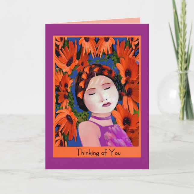 Tarjeta Pensar en ti en un color hermoso (Anverso)