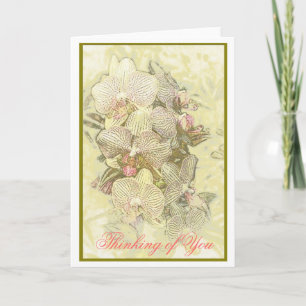 Tarjeta Pensar en ti/ orquídeas clásicas a rayas