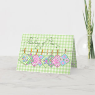 Tarjeta Pensar en ti - Quilt Squares - Clothesline -