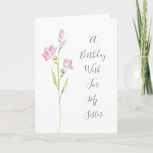 Tarjeta Penstemon acuarela rosa
