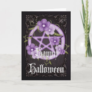 Tarjeta Pentagram 4 Wicca Happy Halloween Greet Card