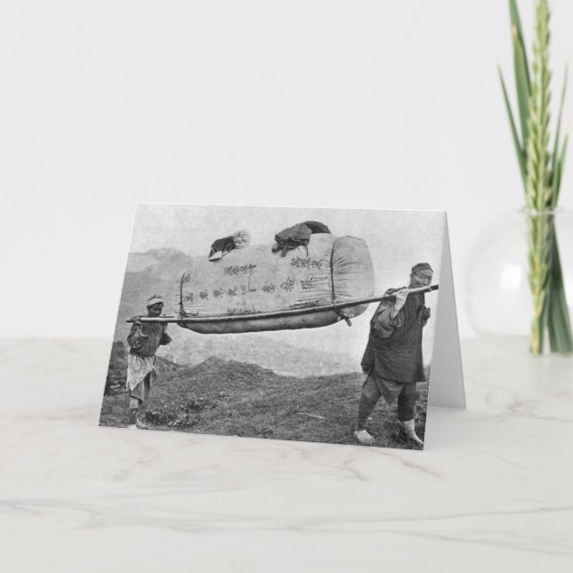 Tarjeta Peones que llevan el algodón, 1901 (foto de b/w) (Anverso)