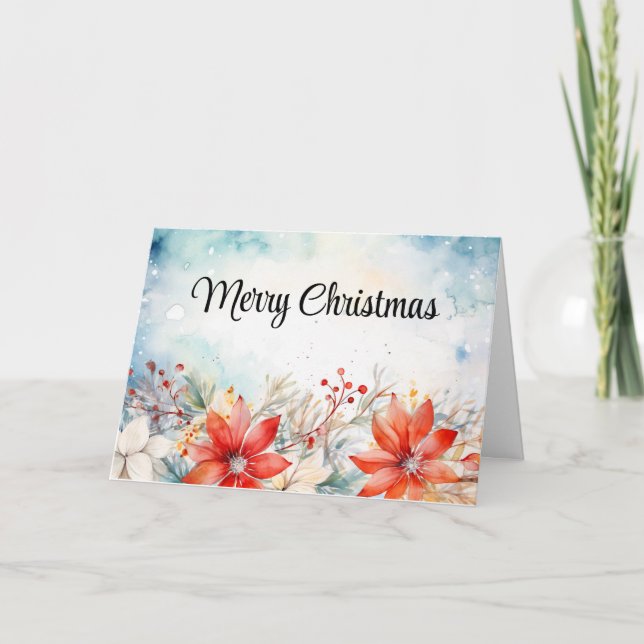 Tarjeta Peonías Rojas Navidad (Anverso)
