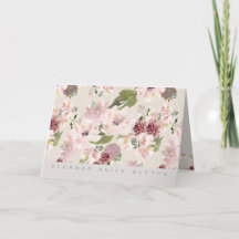 Peonies Mauve y Rubor Floral Stationery Card
