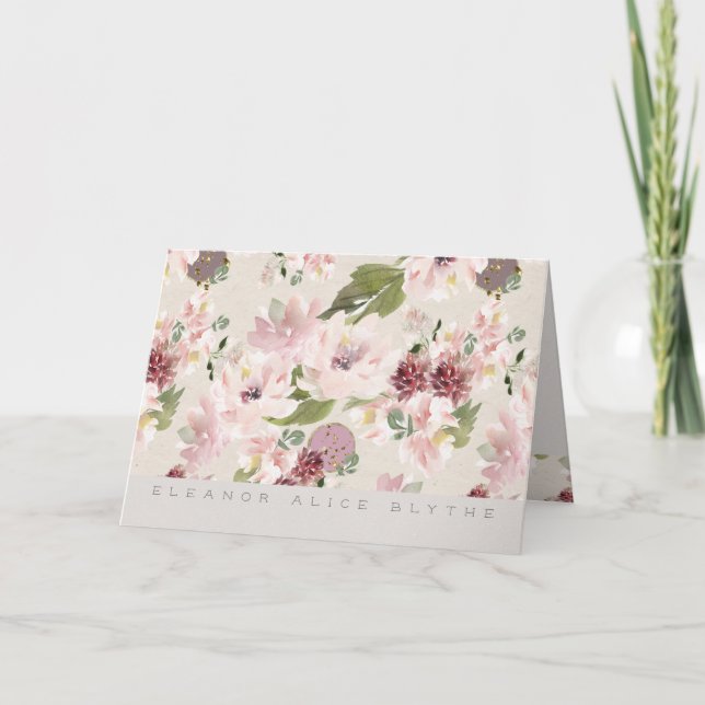 Tarjeta Peonies Mauve y Rubor Floral Stationery Card (Anverso)