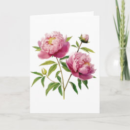 Tarjeta Peonies rosados de gradiente pintados a mano (en b