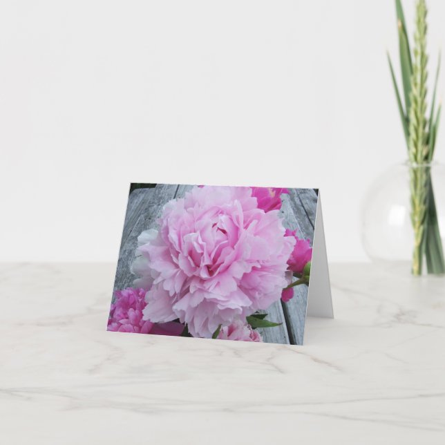 Tarjeta Peonies rosados/Peony Notecard (Anverso)