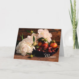 Tarjeta Peonies y Día de la Madre de la fruta
