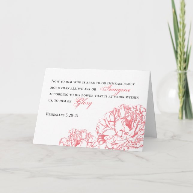 Tarjeta Peony Ephesian 3:20 (Anverso)