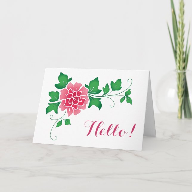 Tarjeta Peony Hello (Anverso)