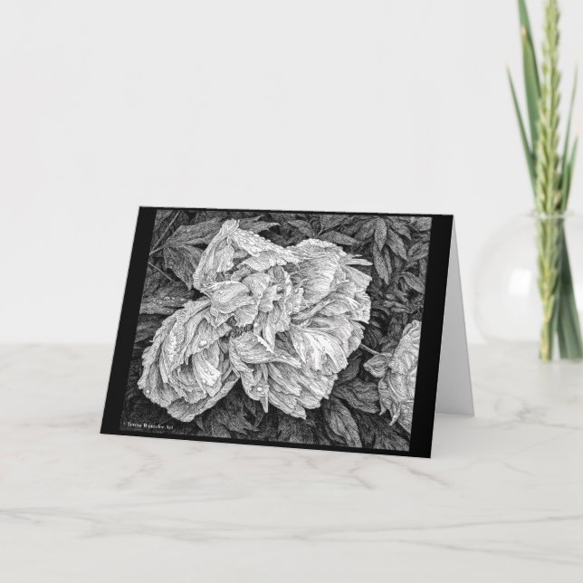 Tarjeta Peony in the Rain greeting card (Anverso)