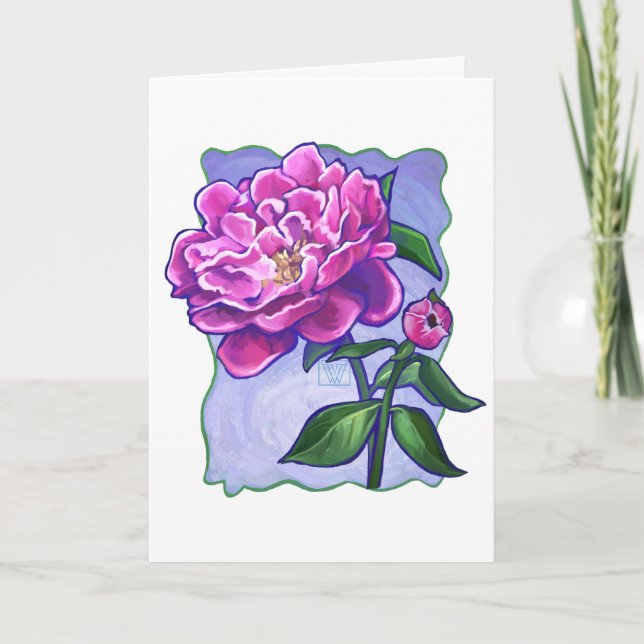 Tarjeta Peony on Blue, feliz día de la madre (Anverso)