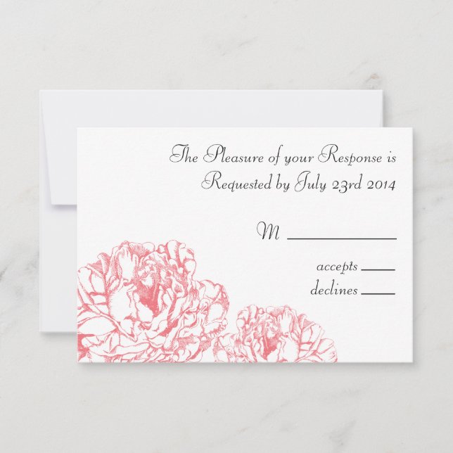 Tarjeta Peony RSVP (Anverso)