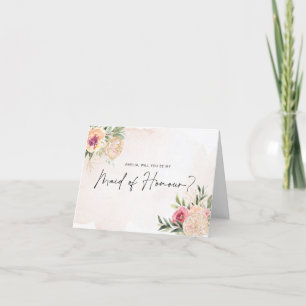 Tarjeta Peony y Gold Bloom Maid of Honor Card