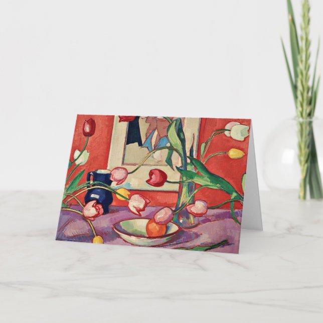 Tarjeta Peploe - Tulipanes, El Jugo Azul, (Anverso)