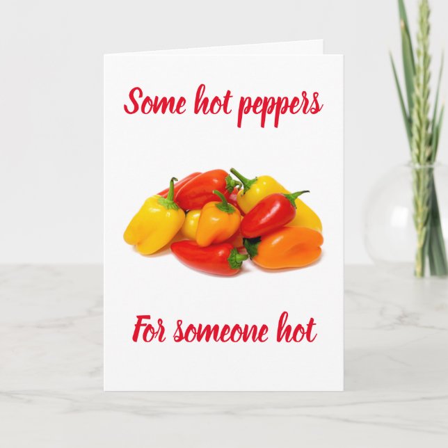 TARJETA **PEPPEROS CALIENTES PARA ALGUIEN CALIENTE Y DULCE (Anverso)
