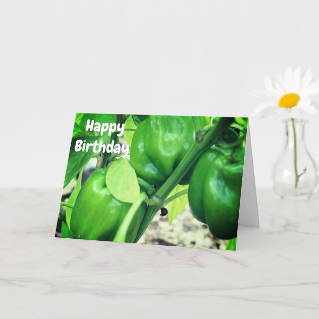 Tarjeta Peppers Verdes En El Cumpleaños De La Naturaleza V (Planta pequeña)
