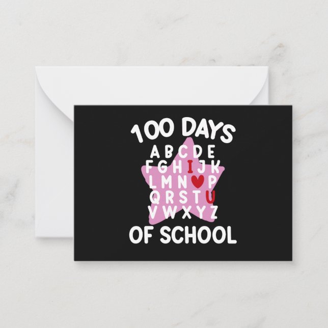 Tarjeta Pequeña 100 días de alfabeto escolar Maestro del centésimo (Anverso)