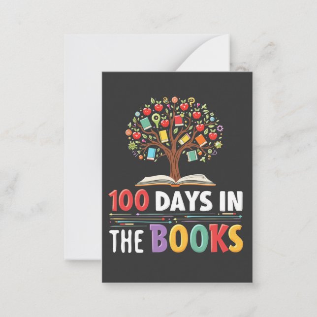 Tarjeta Pequeña 100 días en los libros de los profesores de libros (Anverso)