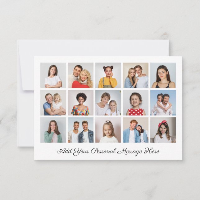 Tarjeta Pequeña 15 Colaje de Fotos Agrega tu Propio Saludo (Anverso)