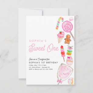 Tarjeta Pequeña 1° cumpleaños de Candyland, niños de golosinas