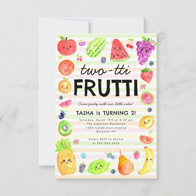Tarjeta Pequeña 2º cumpleaños del presupuesto Frutti Summer Frutti (Anverso)