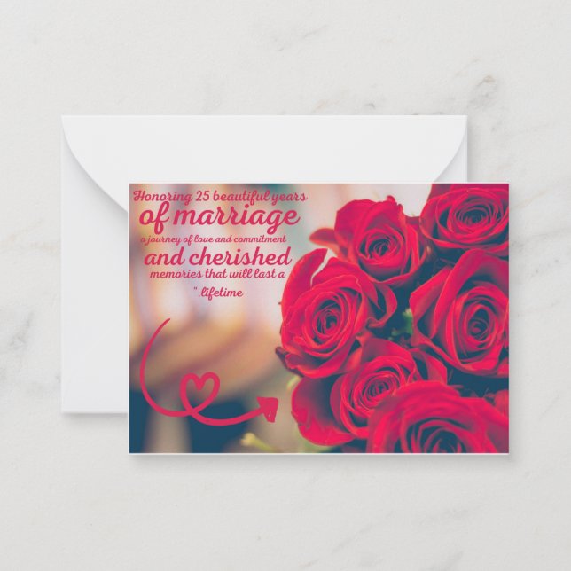 Tarjeta Pequeña 25th Wedding Anniversary / Silver Wedding Greeting (Anverso)