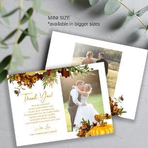 Tarjeta Pequeña 2 fotos agradecimiento de boda botánico de otoño