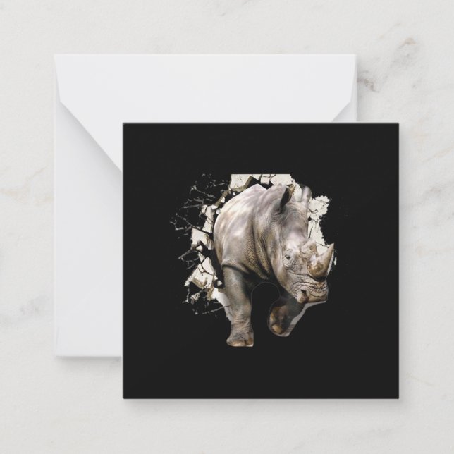 Tarjeta Pequeña 3.ᵉʳ Rinoceronte de animales salvajes africanos (Anverso)