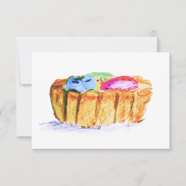 Tarjeta Pequeña 3.5X5" Fruit Tart Original Abstract Art Note Card (Anverso)