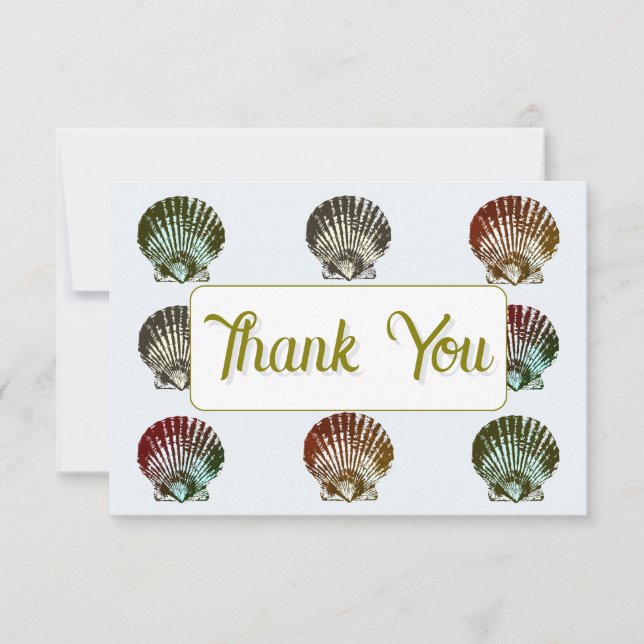 Tarjeta Pequeña 3.5X5" Seashell Pattern Flat Thank You Note Card (Anverso)