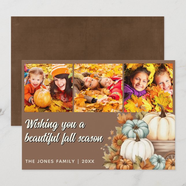 Tarjeta Pequeña 3 Foto Otoño Halloween Día de Acción de Gracias  (Anverso / Reverso)