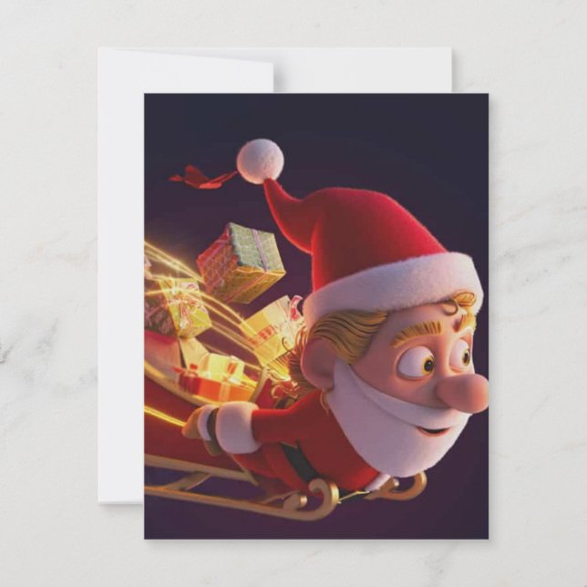 Tarjeta Pequeña 3D Santa Claus Christmas Greeting Card – Festive H (Anverso)