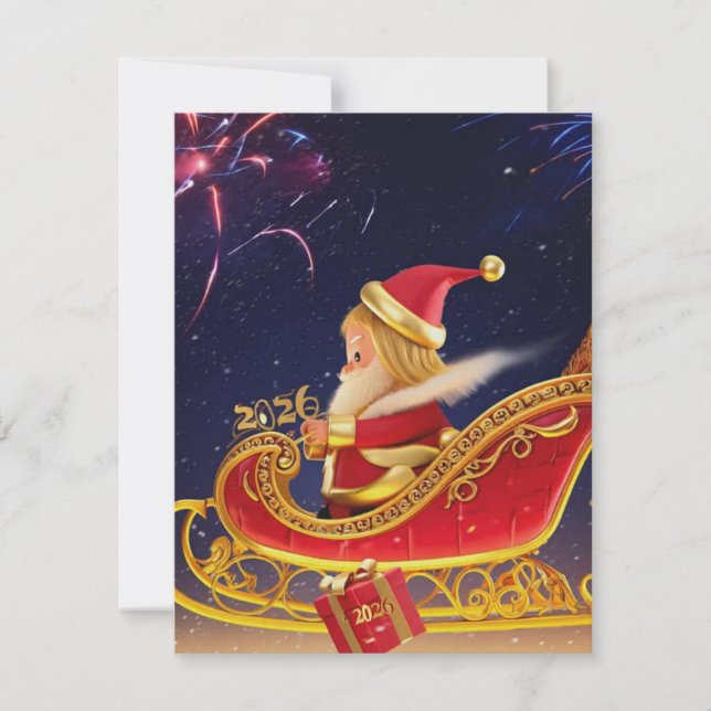 Tarjeta Pequeña 3D Santa Claus Christmas Greeting Card – Festive H (Anverso)