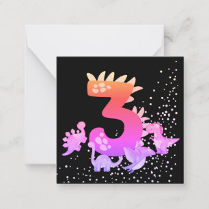 Tarjeta Pequeña 3rd Birthday. Dinosaur Design. My third birthday. 