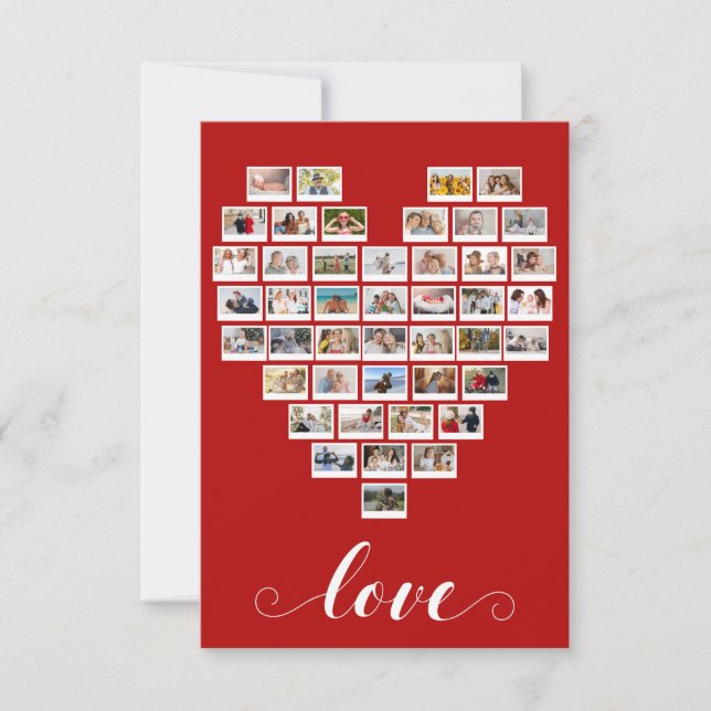 Tarjeta Pequeña 44 Photo Collage Love Instant Camera Film Heart  (Anverso)