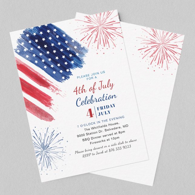 Tarjeta Pequeña 4 de julio Día de la Independencia Fiesta Azul Bla (4th of July Independence Day Party Red White Blue Note Card)