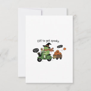 Tarjeta Pequeña A conseguir scooter de rana espeluznante Halloween