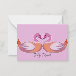 Tarjeta Pequeña "A mi Forever" Cisne Lésbico Amor LGBT