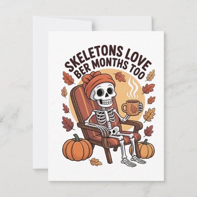 Tarjeta Pequeña A Skeleton le encantan los meses de cerveza, demas (Anverso)